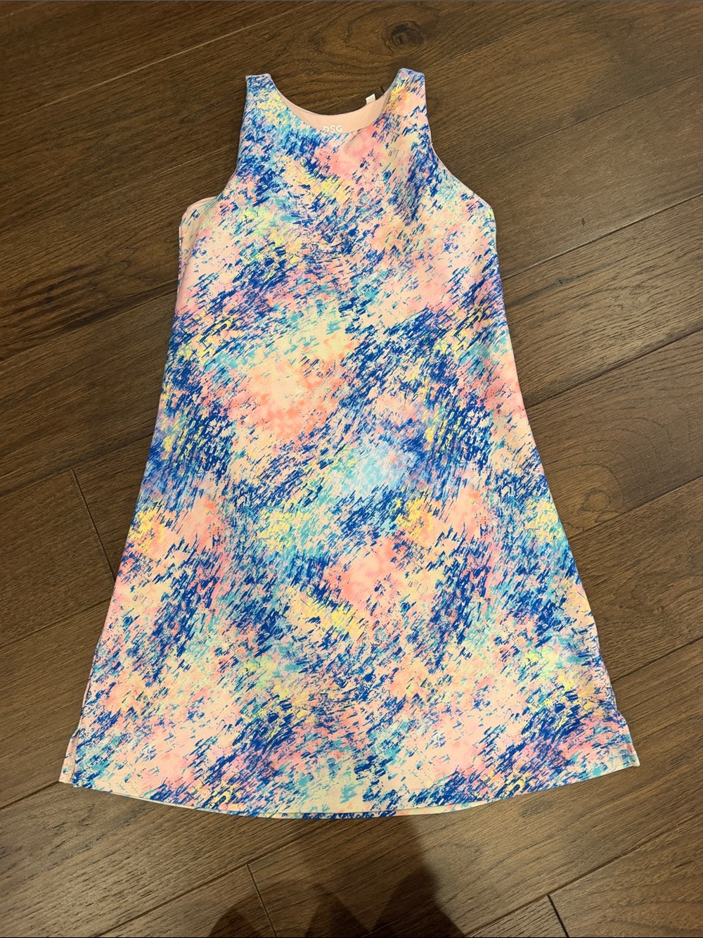 DSG Girls' Pastel Splash Tank Dress in Blue and Pink Size 10/12 - C11-751